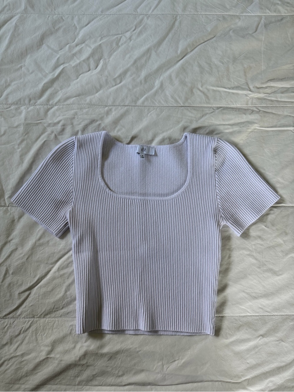 Ribbed Square-Neck Crop Tee